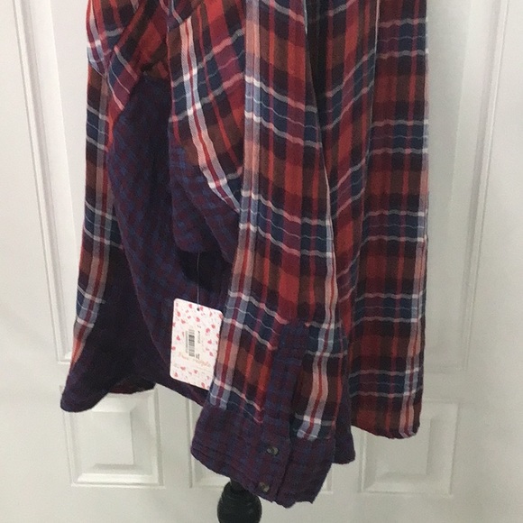Free People Plaid Oversized Button Down Shirt - Size L - Picture 8 of 16